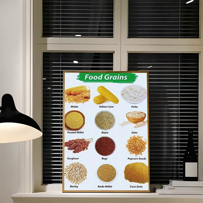 1 educational kitchen poster tag cereal chart wheat rice       corn emmer frameless canvas painting suitable for home classroom