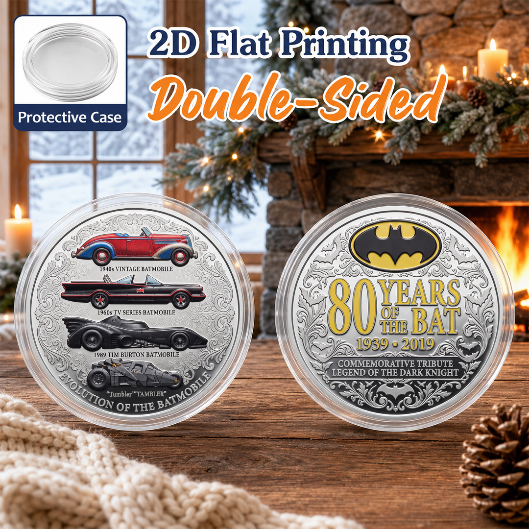 TEMU Replica Coin 1pc, 2d Flat Printing, Double-sided Metal Batman Forever Commemorative Coin, Sight Challenge Coin, Protective Case, Pocket Coin