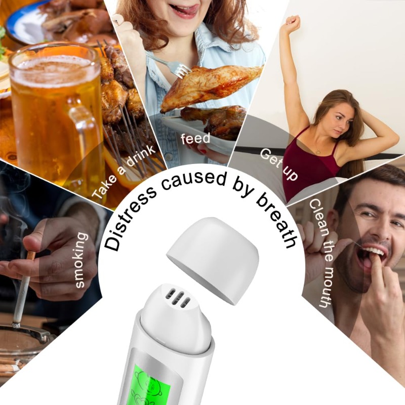 Portable Bad Breath Breathalyzer & Halitosis Monitor with LCD Display - Intelligent Halitosis Tester, Non-Contact Technology, 0-4 Level Oral Hygiene Analysis, for / use (for bad breath assessment & )