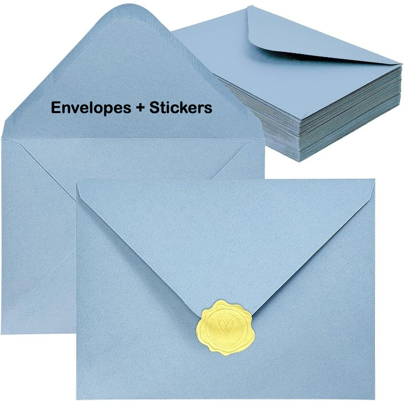 TEMU Set Of 48 A7 Vibrant Invitation Envelopes Measuring 5.1x7.1 Inches, Featuring V Flap Design And Golden Stickers, Ideal For 5x7 Cards, Suitable