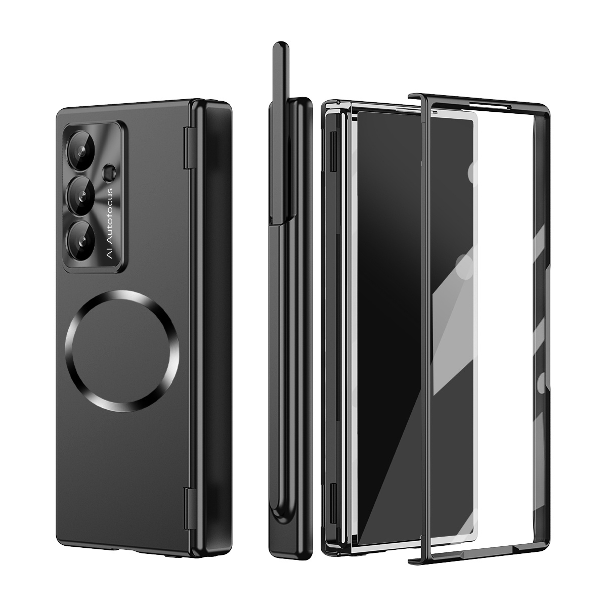 TEMU Phone Case: Phone Case For Galaxy Z Fold 7, Series, Dual Hinge With Stylus, Includes Pen Slot, Magnetic Snap Closure, Multiple Color Options,