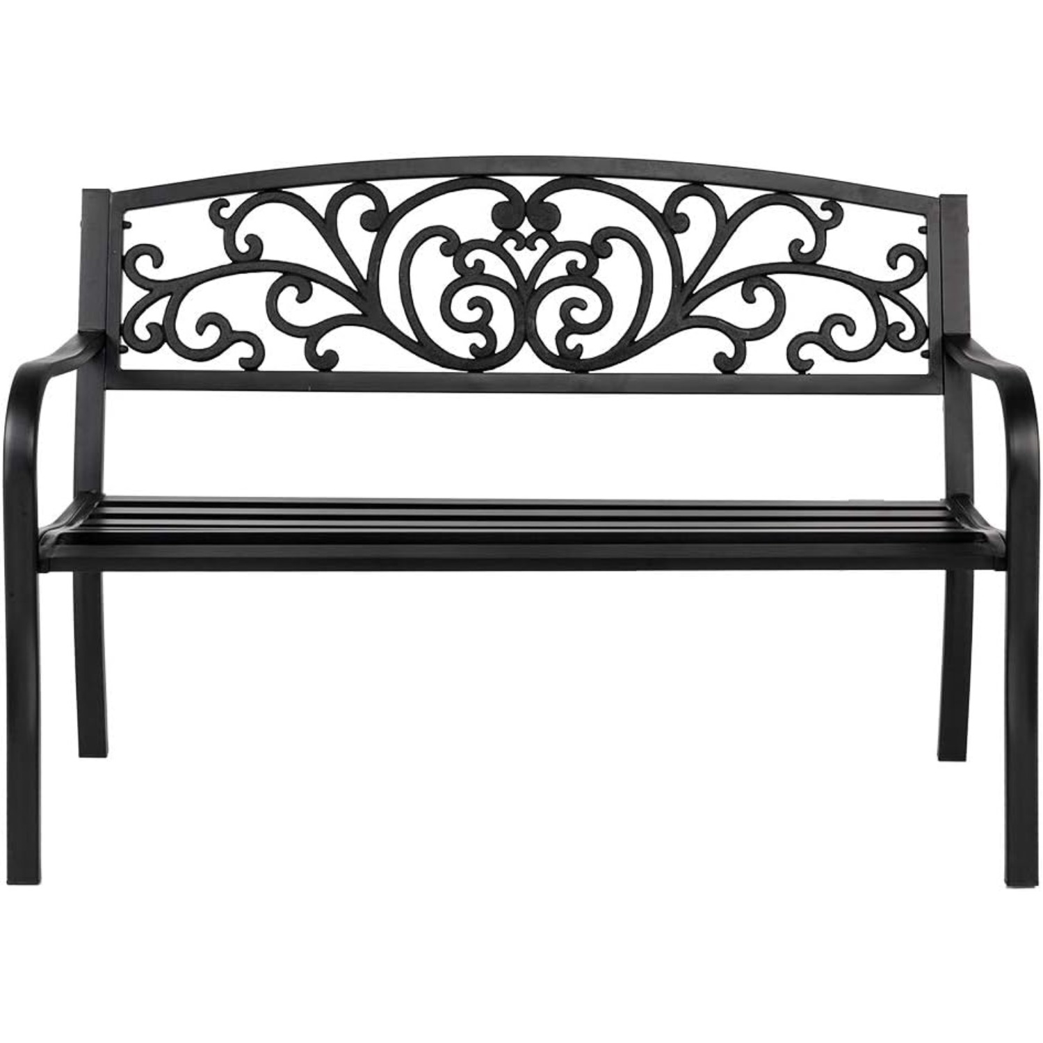 TEMU Bonnlo Heavy-duty Metal Garden With Pvc Flower Backrest & Slatted - 360kg Weight Capacity, Weather-resistant Outdoor For Patio, Balcony