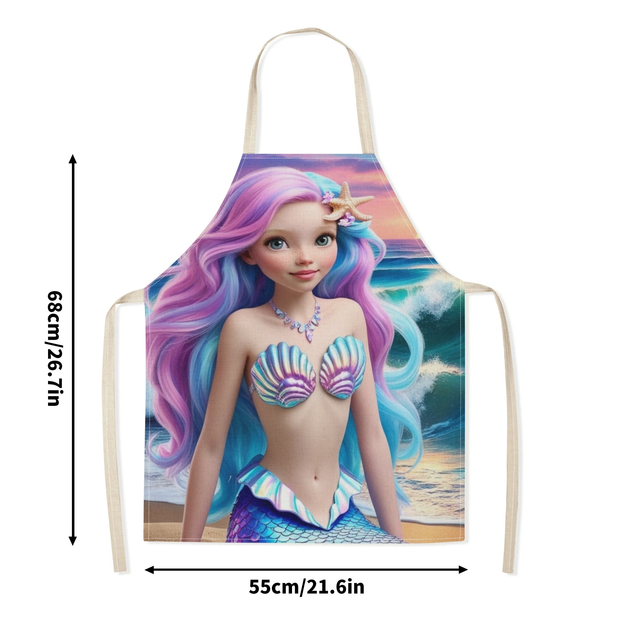 disney for ariel princess waterproof apron - vibrant, fashion-  design with mermaid cartoon pattern, ideal for hotels, supermarkets, restaurants, fruit shops, and milk tea stands,   polyester,  , disney details 7