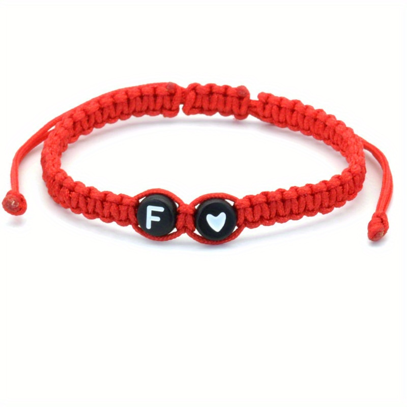 Round Peach Heart Couple Bracelet with 26 Letters