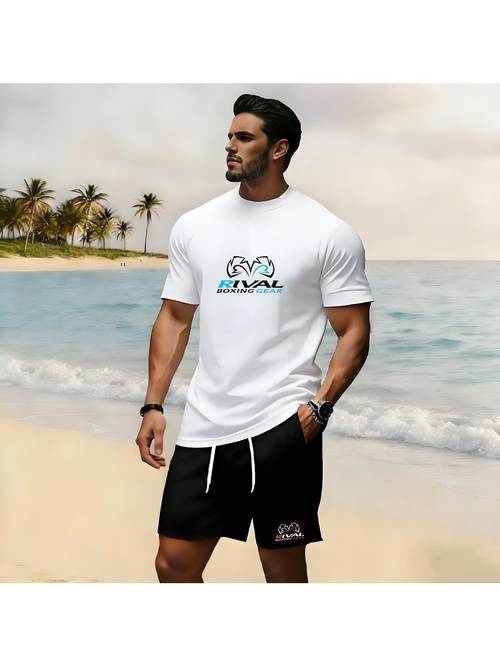 2026 boxing set competition style two piece set with logo print black and contrast suitable for sports daily wear breathable and comfortable for summer effortlessly a dynamic sporty style