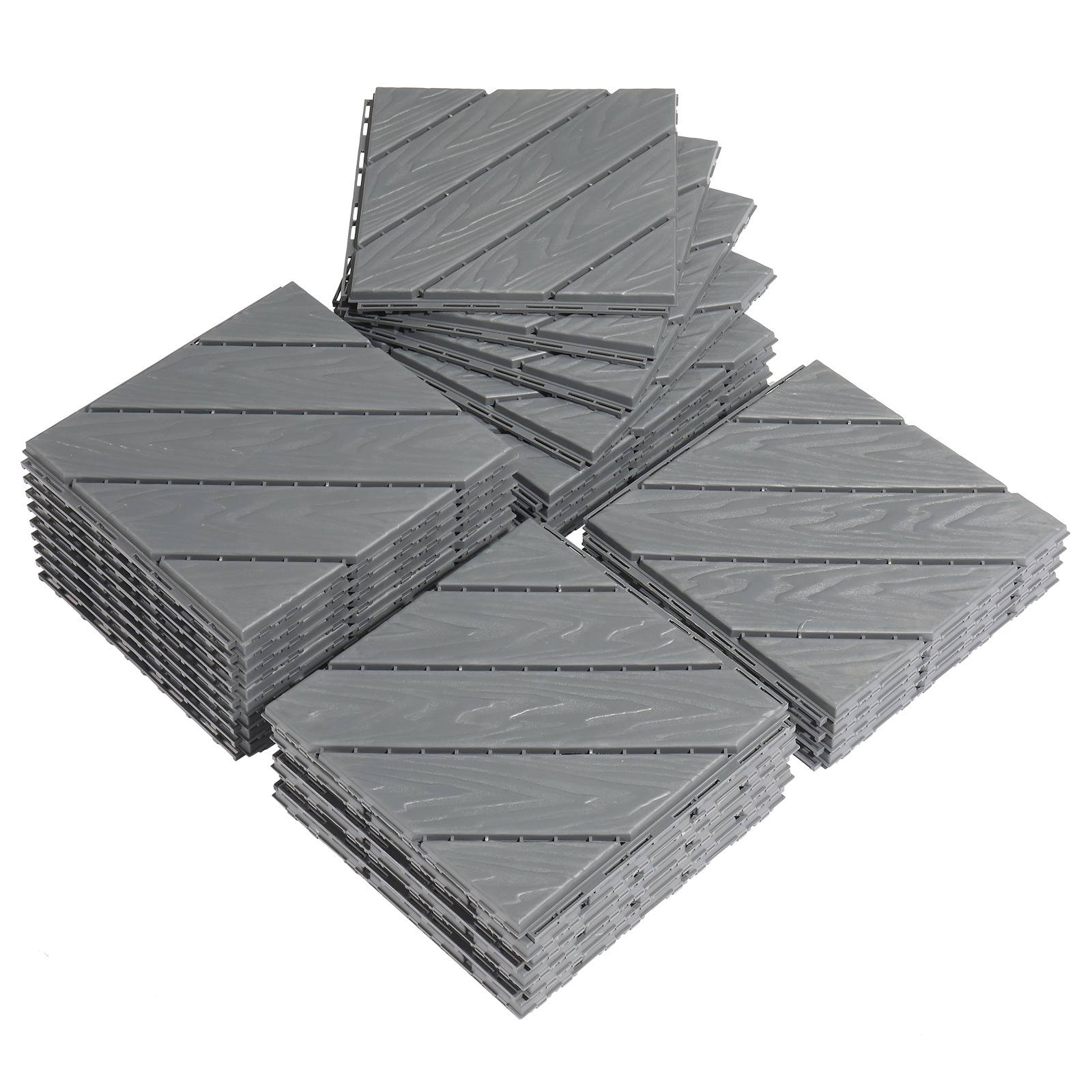 Multi-style Outdoor Flooring, 27pcs 30*30*2cm, Light Brown Pe Plastic Diagonal Pattern For Patio And Indoor Floor Decoration