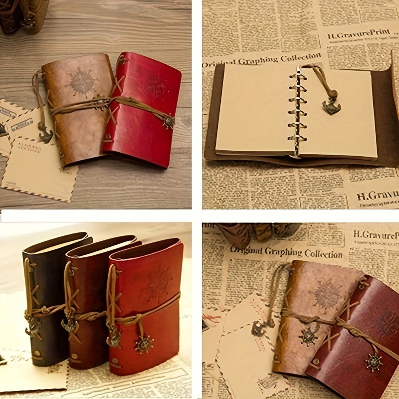 

Retro Pirate Leather Spiral Ring Binder Diary, Travel Journal Notebook With Personality Style