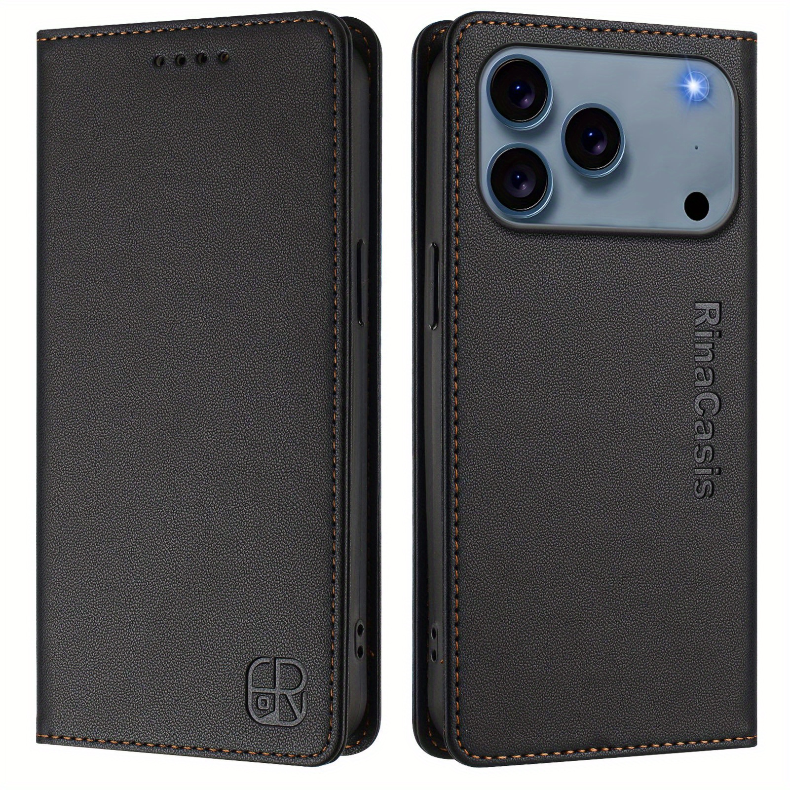 TEMU Phone Case - Black Rc Magnetic Business Wallet Case, Lightweight And Portable, Made Of Practical Synthetic Faux Leather With A Minimalist . It