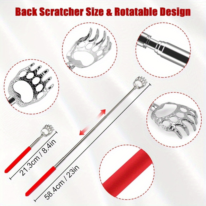 12pcs extendable   back scratcher - portable massager with rubber handles,   design, ideal for adults, bulk stocking stuffers, bingo game prizes, and relaxation, back scratcher for adults,   design, durable construction Product details 1