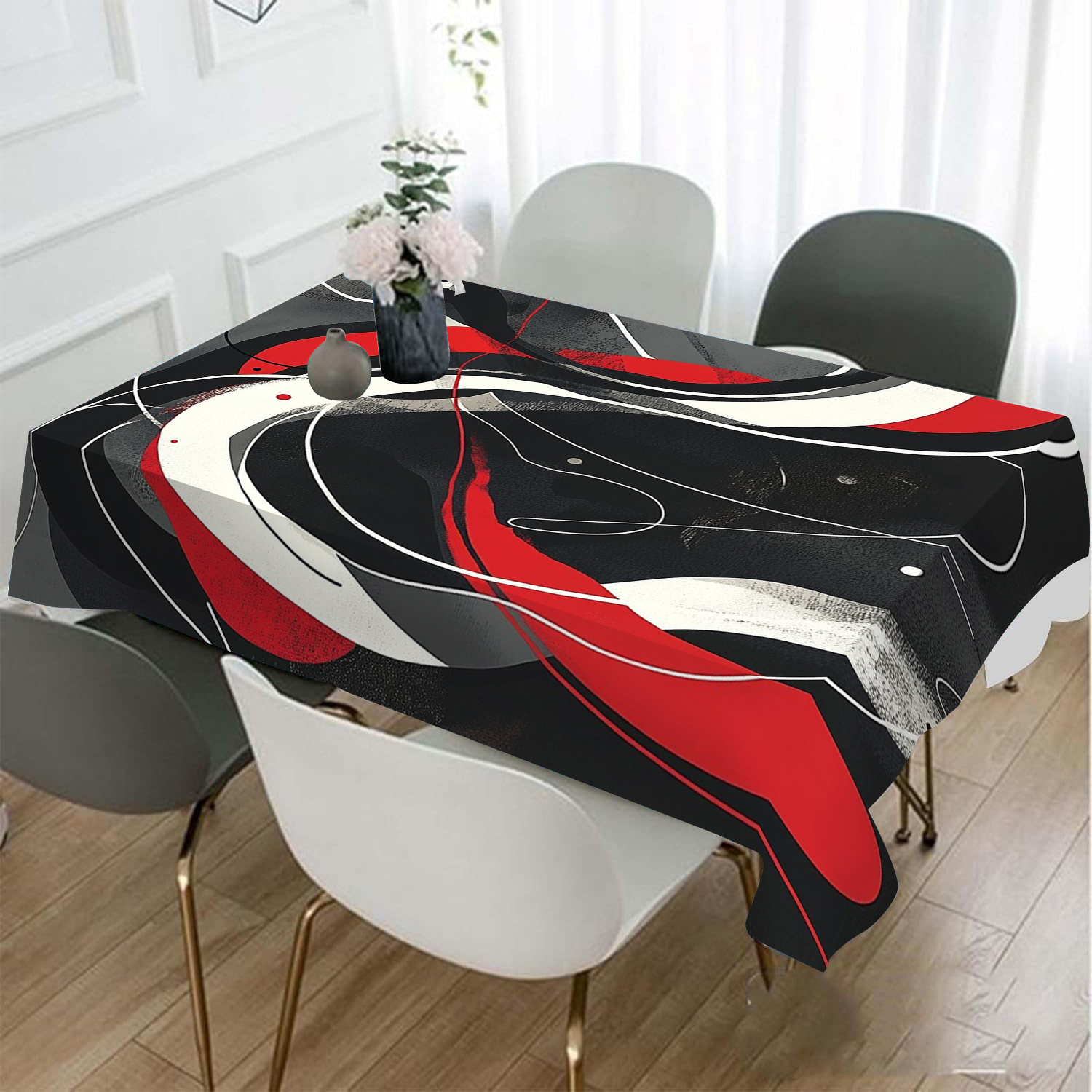 

1pc Tri- Striped Tablecloth - , Non-woven For Parties & , Rectangular Dustproof