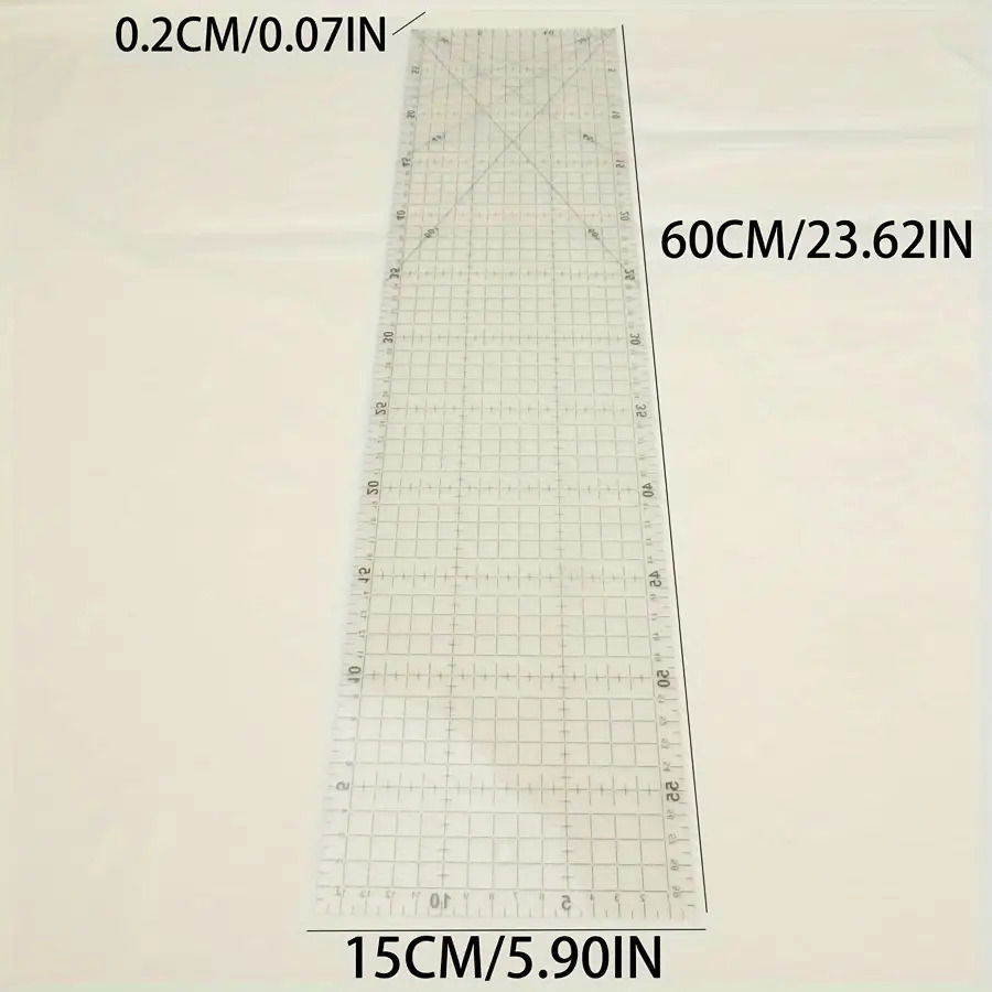 E-shop 15 cm x 60 cm (5.91X23.62 Zoll) Rutschfestes, transparentes Acryl-Lineal-Band mit Gitterlinien - Multifunktionales Werkzeug, geeignet für