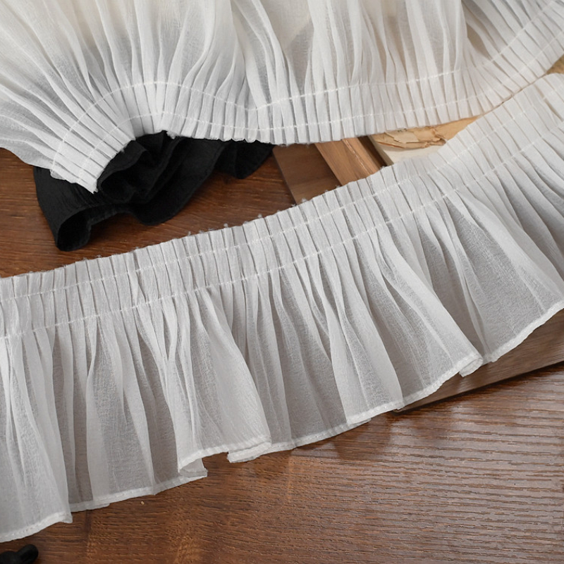 TEMU 1 Yard Wide 10cm Thickened Good Quality Chiffon Accordion Lace Trim Fabric Pleated Hem Dress Edge Decoration