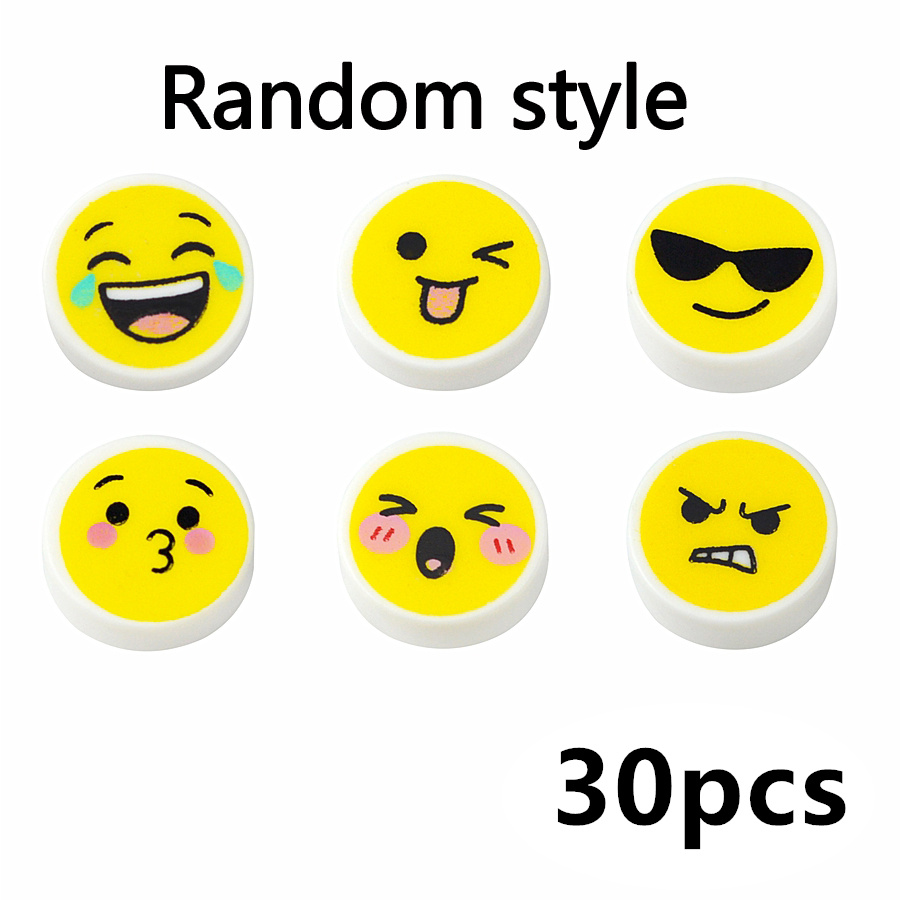 Image of 30pcs Round 1x1 Bricks Kiss Funny Printed Pattern City Cartoon Random Color Building Blocks Kid Assemble Toys