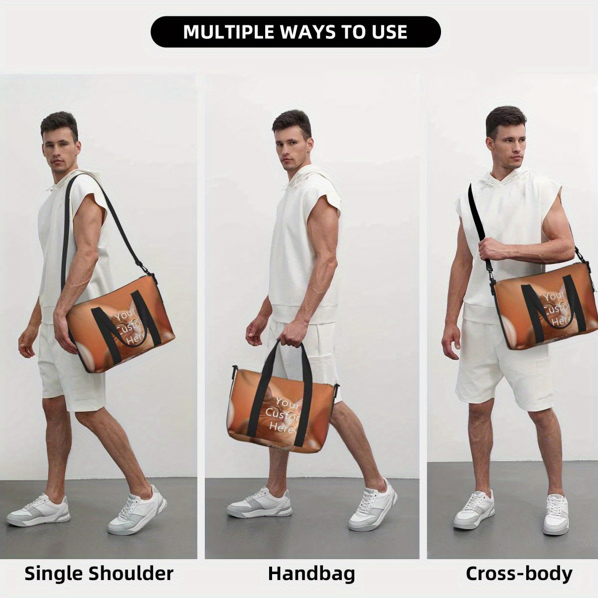 custom photo text duffle bag lightweight adjustable strap   bag for men and   for gym   details 8