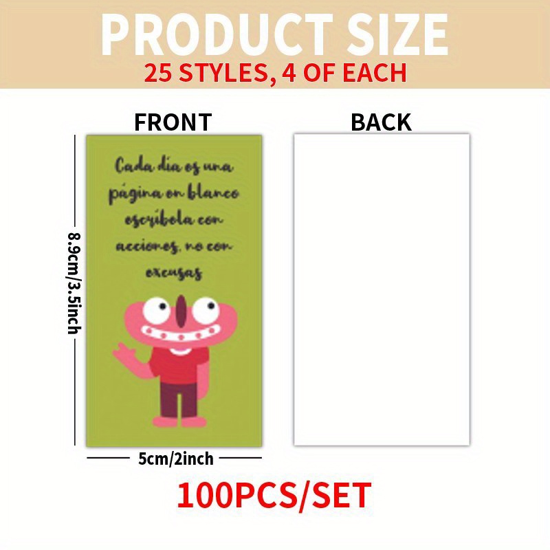 TEMU Juego de 100 Tarjetas con Citas Inspiradoras y Divertidas en Español para y , Regalos para , de la y al Colegio