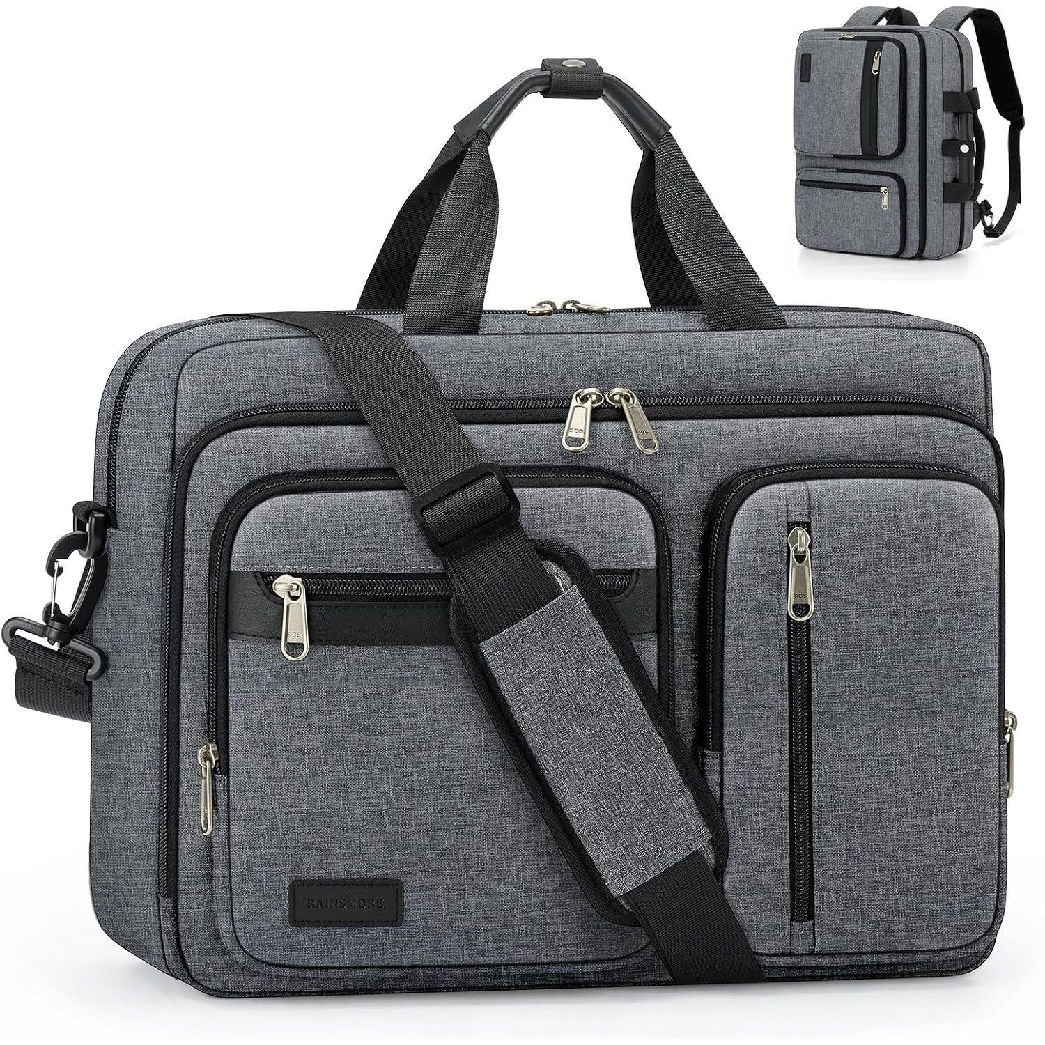Image of Rainsmore 15.6-17.3 Inch Laptop Bag Work Bag Men's 2-in-1 Backpack, Black Large Laptop Bag, Business Briefcase For Men, Notebook Bag, Computer Bag For Travel And Business