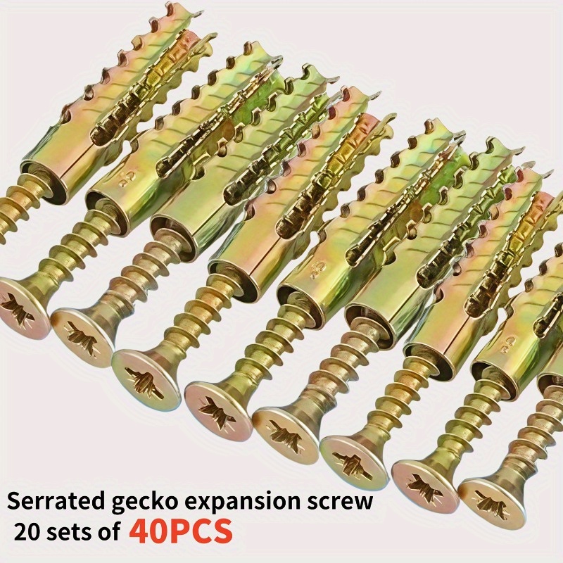 TEMU 200pcs (100 Sets) Heavy-duty Expansion Bolts - Construction Screws With Non-slip Threaded Head For Lightweight Brick, Concrete, Cement, Metal