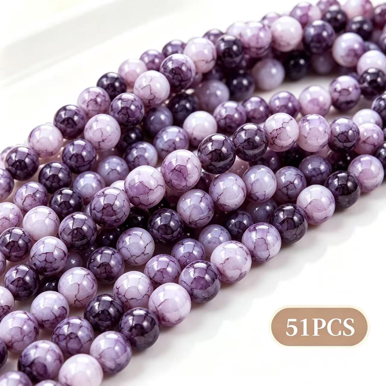 TEMU Set da 51 pezzi di perline decorative in vetro Shoushan viola, materiali per gioielli fai da te, perline per gioielli fai da te, fai da te a ,