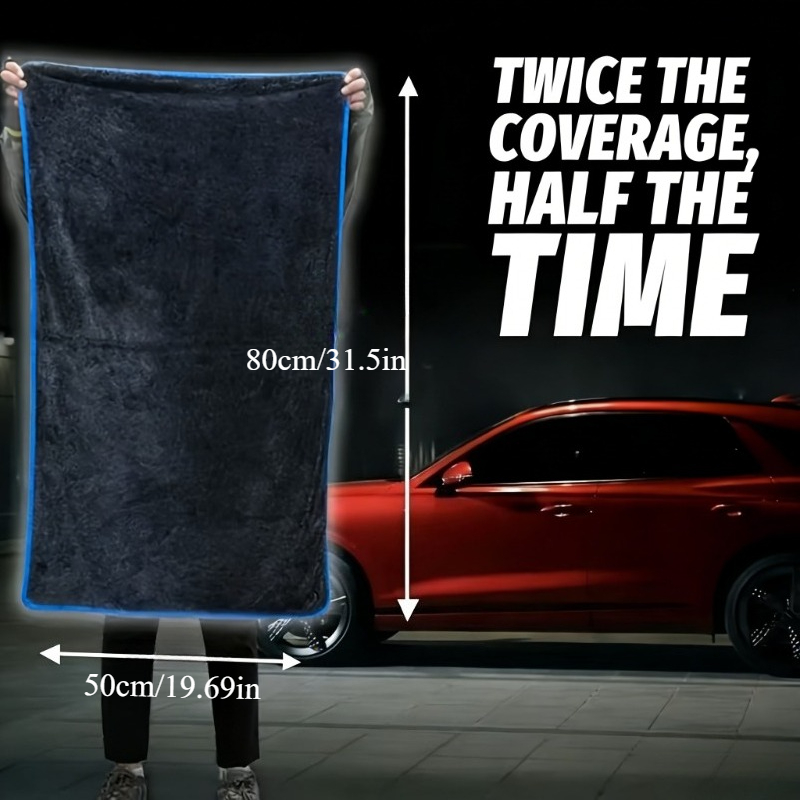 TEMU Xxl Extra Large Fiber Car Towel, Quick-drying Towel, Waterless Quick-drying Towel, Car Cleaning Kit, Twist Design For Car Drying Cloth -