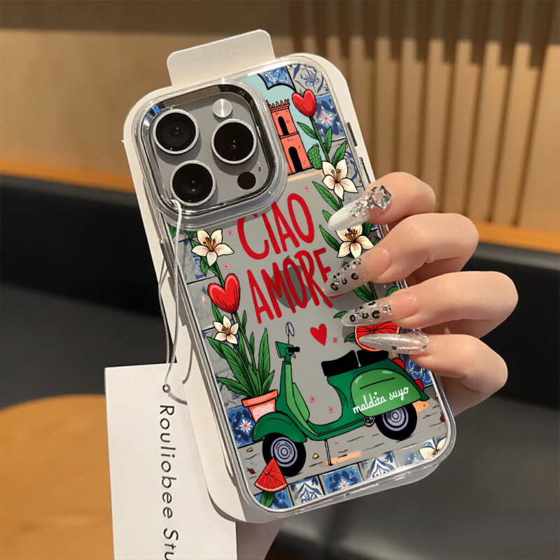 Ciao Amore Handyhülle Mit Blumenmuster Und Metallrahmen Für Iphone_voghion.com