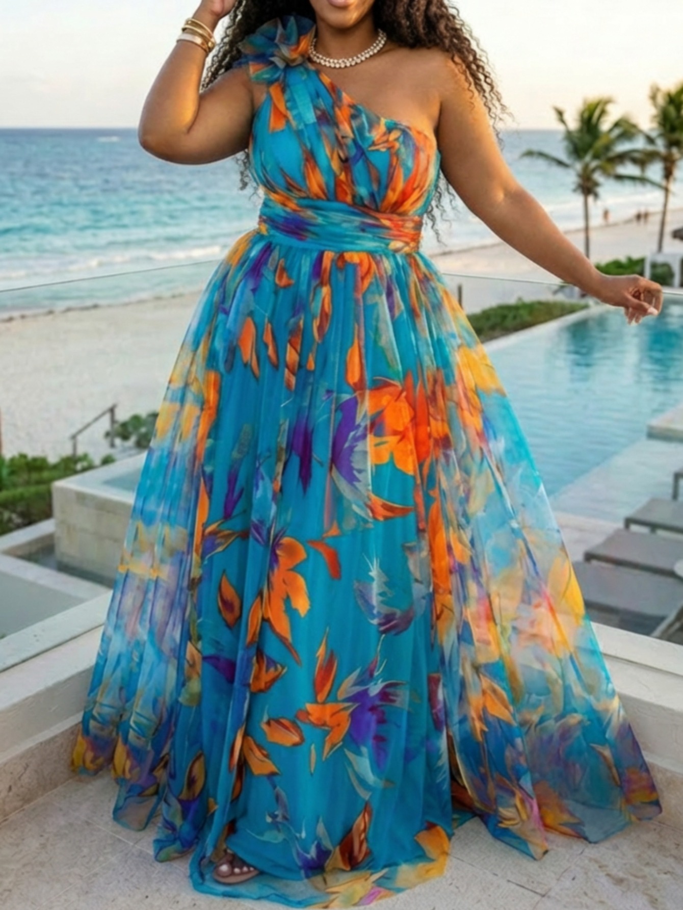 knee length dresses for ladies Rialto Floral Chiffon Maxi Dress- Women's Designer Luxury Dresses