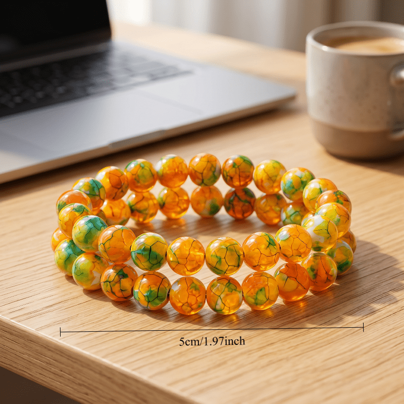 2pcs Orange-Yellow Rutilated Quartz Wealth Bracelets