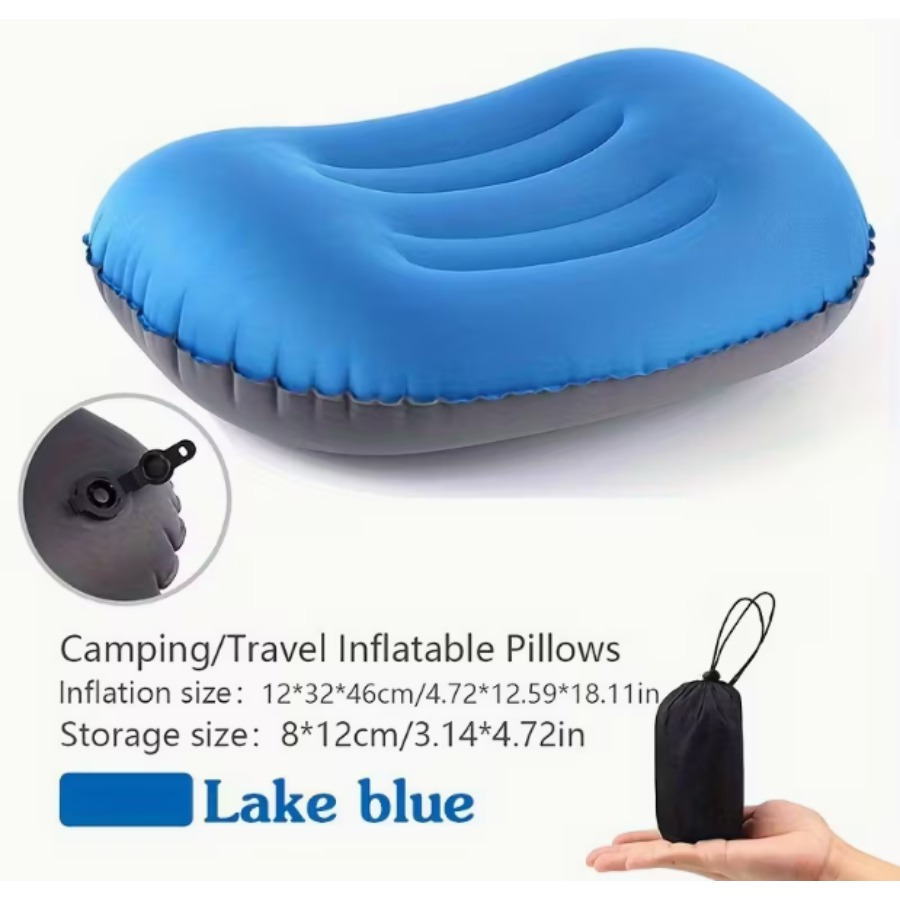 Image of Multicolor Tpu Inflatable Camping Pillow, Outdoor Air Inflatable Cushion Waist Pillow, Suitable For Airplane Rail Inflatable Travel Pillow