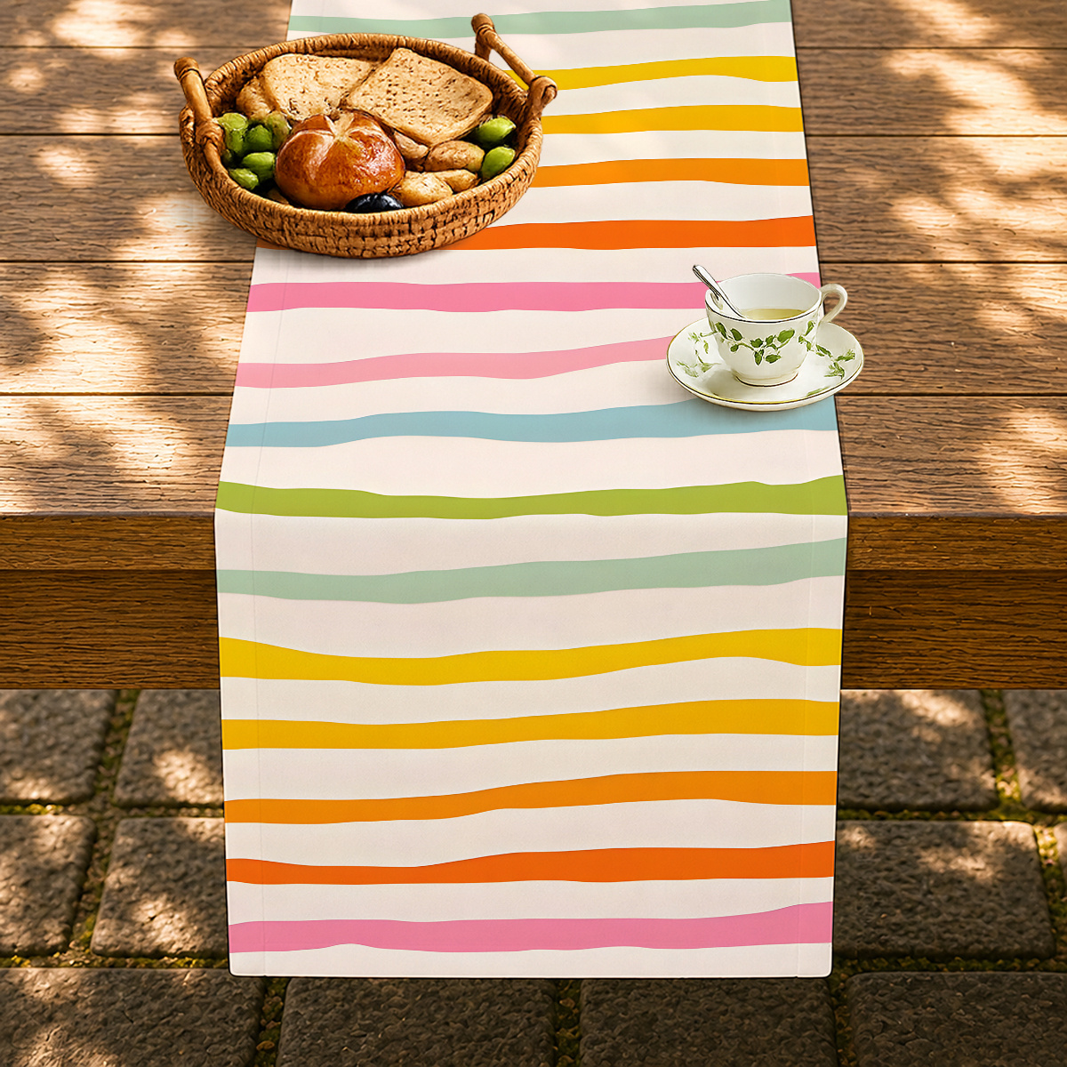 TEMU 1pc, A Colorful Striped Tablecloth, Featuring Colors Of Stripes Such As Pink, Orange, Yellow, Green, And Blue, Suitable For Birthday Parties,