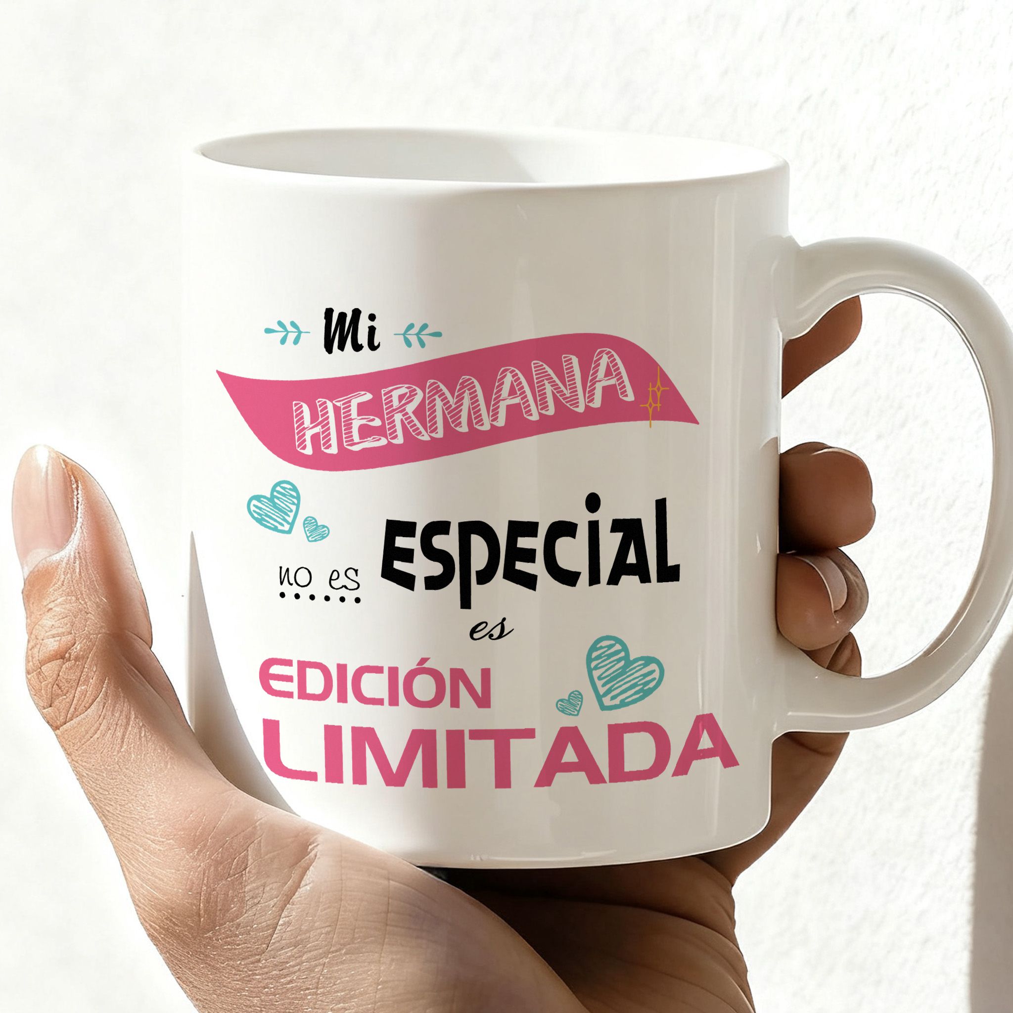 TEMU 1 Taza Edición " Es Especial" - Regalo Divertido y Tierno para Hermana, Taza de Cerámica Blanca de 11 oz para Café y Té, para Lavavajillas,