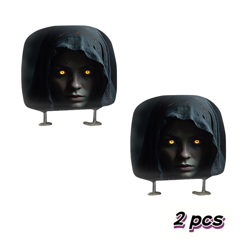 2pcs   hooded bright   mysterious portrait pattern car headrest covers perfect upgrade for car interior showcasing individual charm   for   suitable for all car models   Product details 5