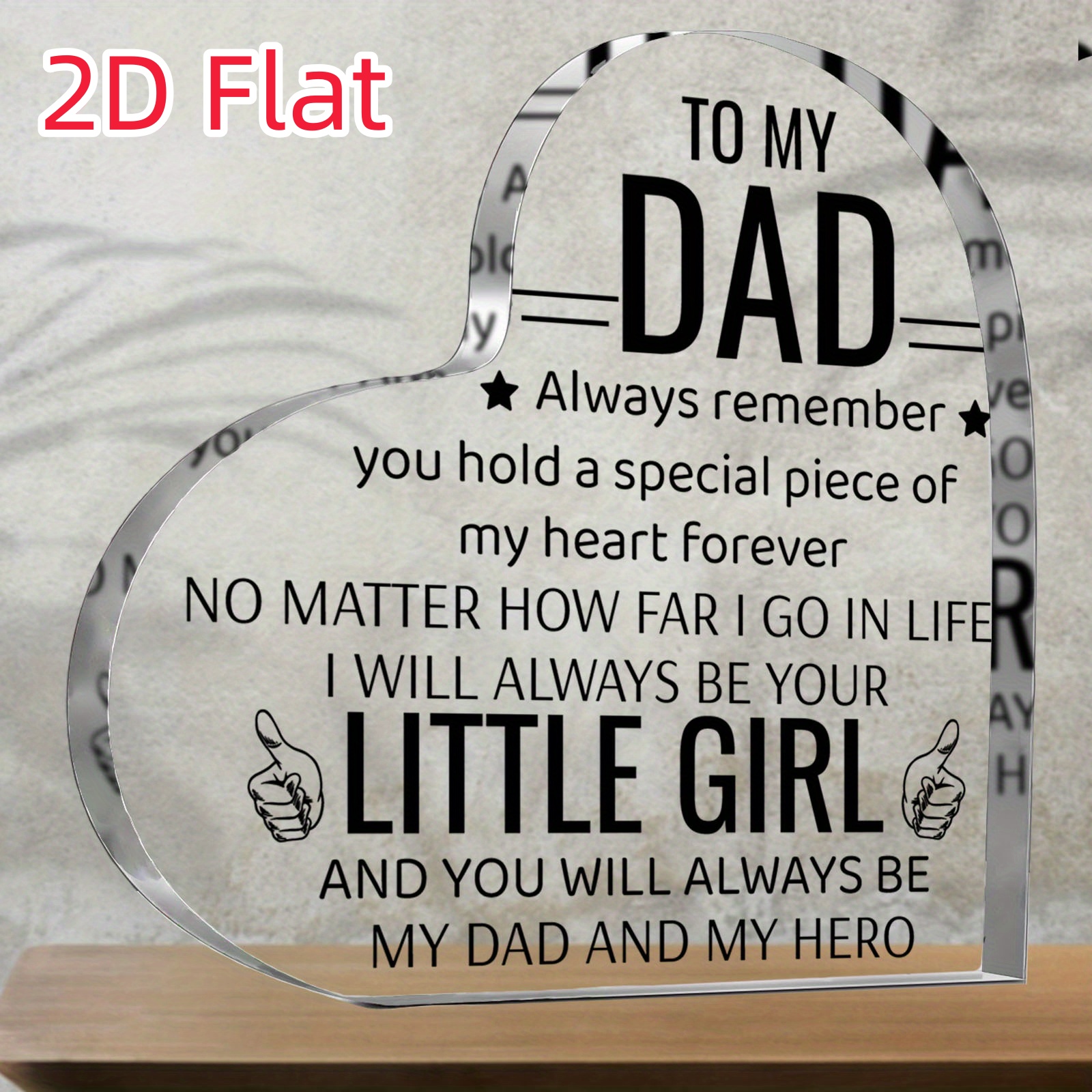 TEMU 2d Flat - [2d Flat] Acrylic Heart-shaped Card For Dads, Perfect For Expressing Gratitude From. Ideal Gifts For Father's Day, Birthdays, Or As A