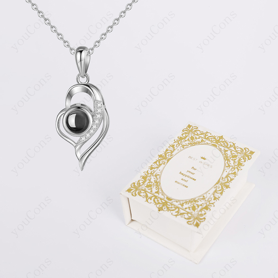 Custom Color Photo Projection Necklace, Gentle Cloud Pendant