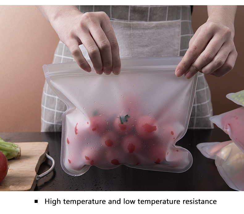 polyethylene silicone food storage container reusable stand up zipper bags leak proof fresh food preservation rectangle shape food contact   line skate design details 5