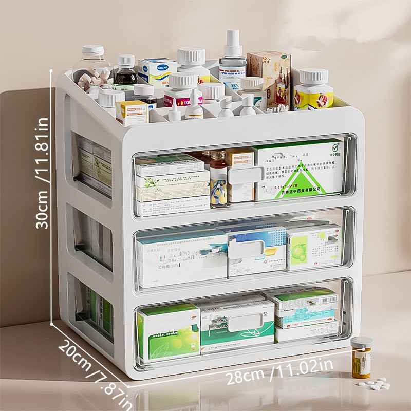 

3-tier/4-tier White Pp Medicine Cabinet With Drawers, Large-capacity Plastic Organizer For Home, Professional, Boat Cabin - & Space- Storage Solution