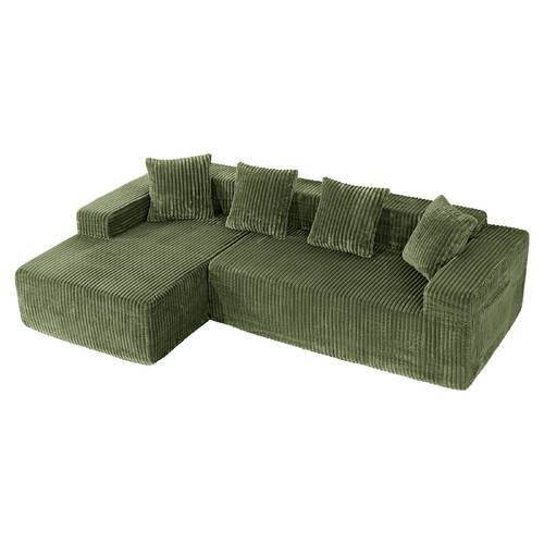 261.62 Sectional Couch Modular Sectional Sofa with Deep Seat Corduroy Upholstered Boneless Couch