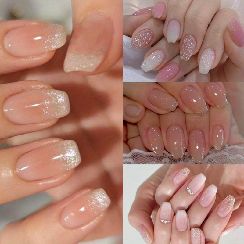 

96pcs 4pcs Nude French Ballet Coffin False Nails Gradient -on False Nails, Suitable For