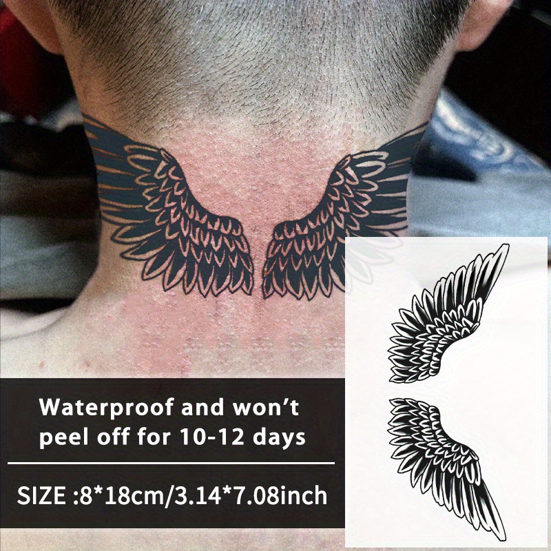 angel wing tattoo on neck sold on Temu United States