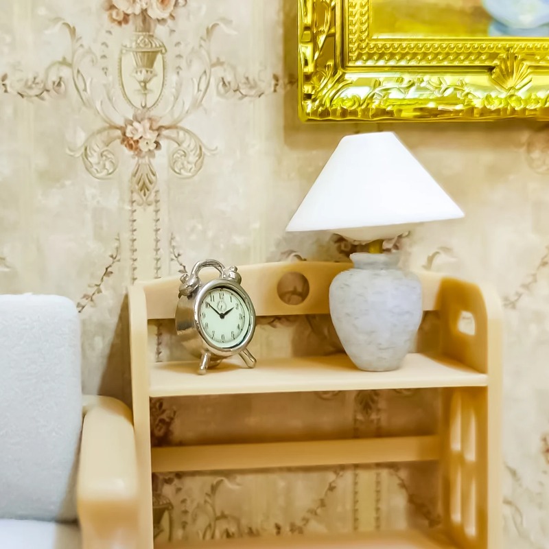 Image of Set Of 2 Miniature Table Lamp Kits For Dollhouses, Featuring 1:12 Scale Realistic Table Lamps And Clocks, Suitable For Decorating Miniature Scenes Like Dollhouse And Bedrooms