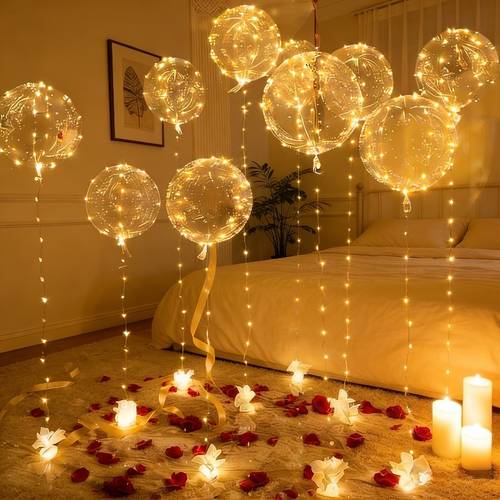 28 pz/14 pz palloncini bobo con luci led e luci - decorazioni a palloncino autoluminose adatte per matrimoni, compleanni, feste di natale, plastica - /forniture per feste allaperto (no, luci per palloncini)