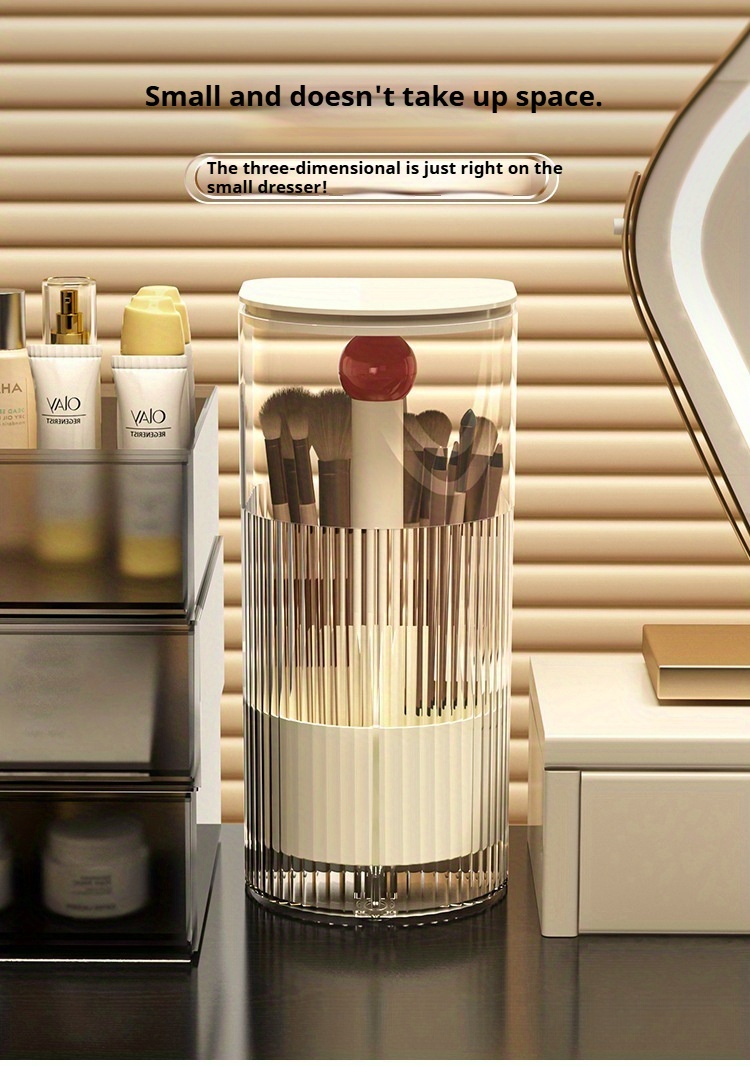 1pc makeup brush storage tube push to dust high end dressing table eyebrow   brush rack automatic lifting brush bucket Product details 12