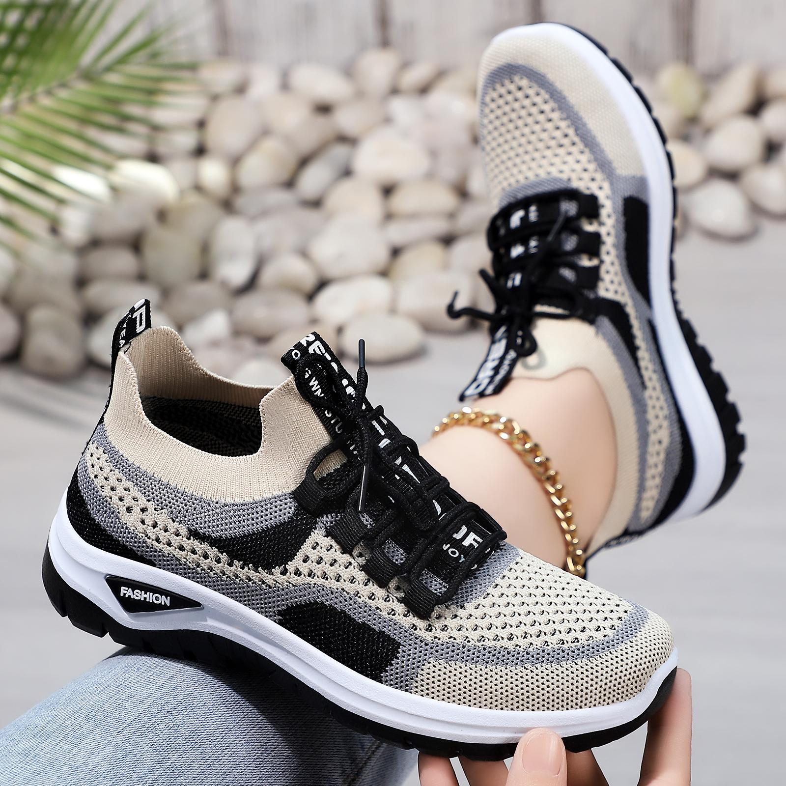TEMU Walking Shoes, Slip On Knitted Mesh Running Shoes, Women's Shoes, Summer Shoes, Breathable