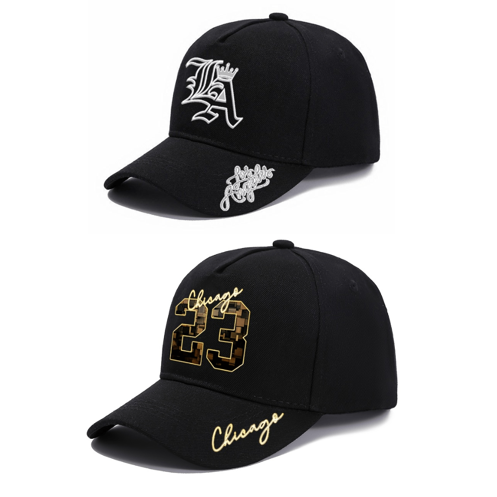 TEMU 2pcs "los Angeles & Chicago 23" Personalized Letter And Number Printed Original Baseball Caps For Men And Women, Street Fashion Vacation Outdoor