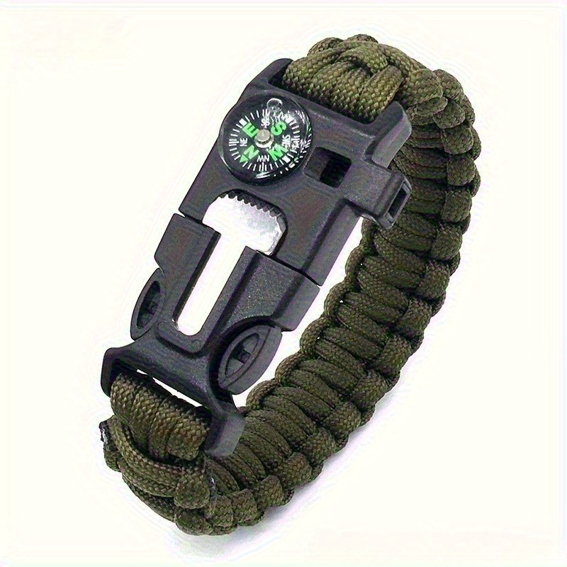 TEMU Vintage multifunctionele armband met 4 functies, nylon polsbandje met en fluitje, polsbandje-accessoire voor dagelijks uitje