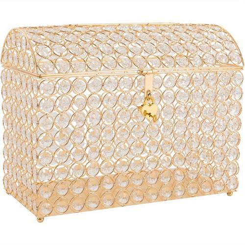 elegant wedding card box with heart lock key large capacity glass gift display for weddings engagements and special occasions wedding decorations