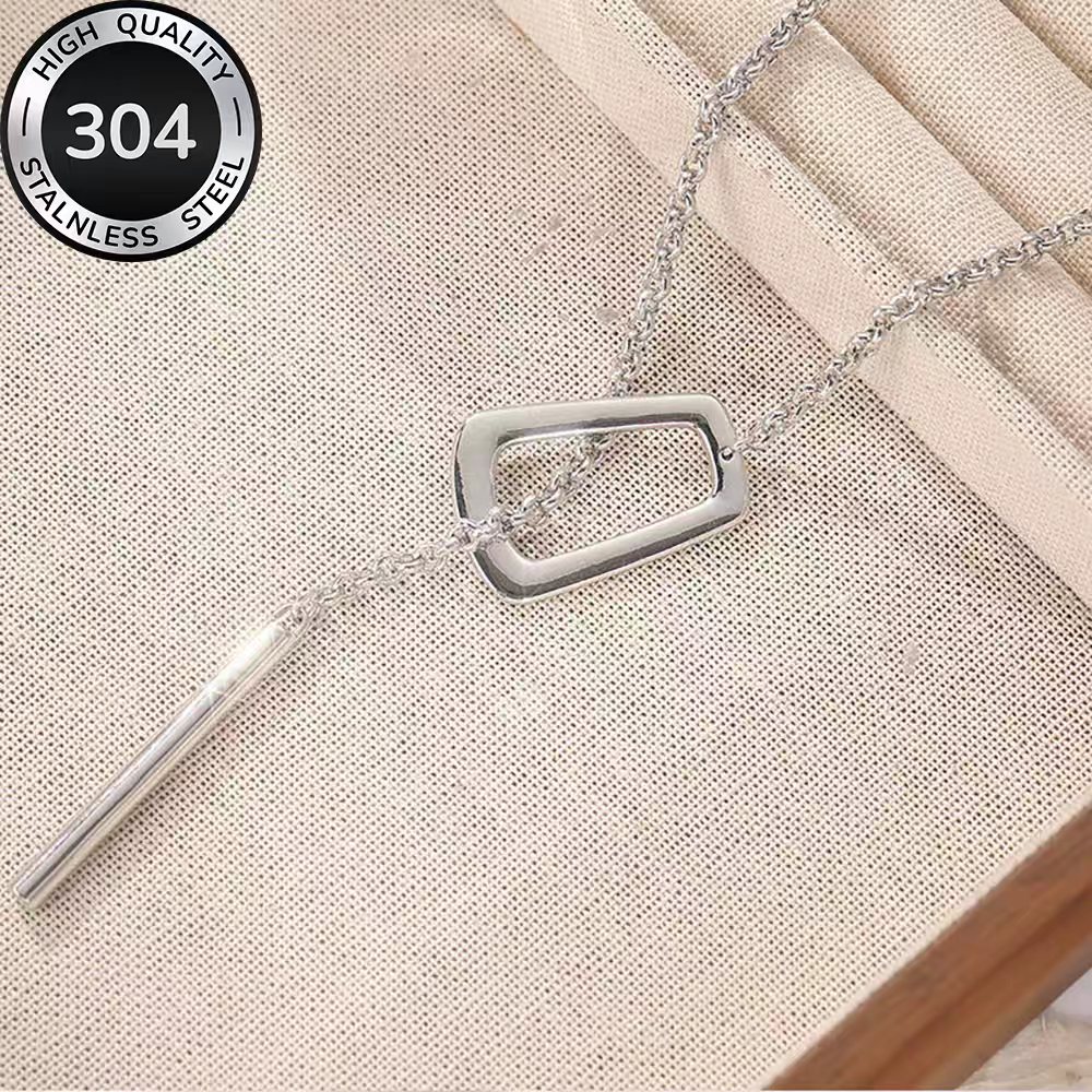 Image of High-quality Stainless Steel Necklace, Fade-resistant, Simple And Elegant, A Fashionable Long Necklace For Women Suitable For Daily Wear Or Parties, A Jewelry Accessory, And A Delicate Gift For Women