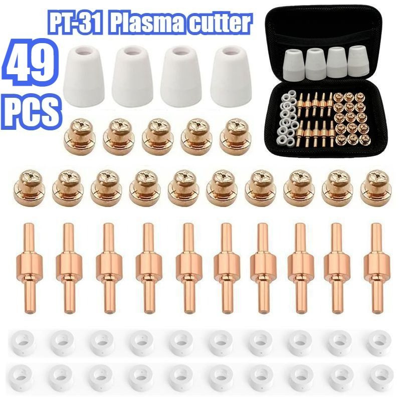TEMU 49 Pezzi Kit di Consumabili per Ugello a Plasma per Taglio ad Aria, Compatibile con LG-40 PT-31 Torcia da Taglio