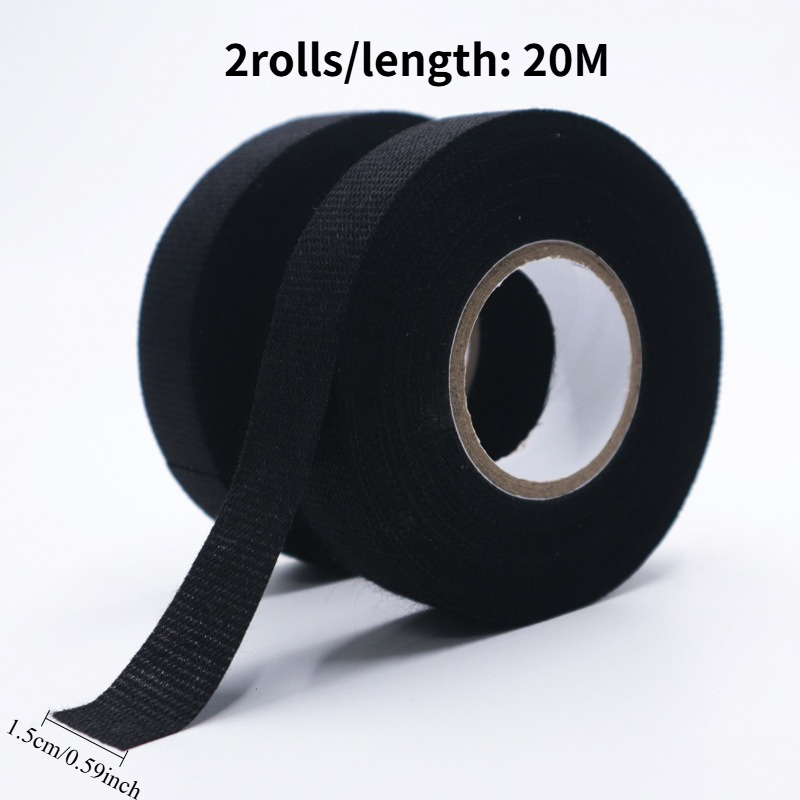 Image of 2rolls/20m 15mm Electrical Insulating Tape|heat-resistant Bundle Tape| Automotive Cable Harness Wiring Harness Protection Waterproof Tape | Black Tape