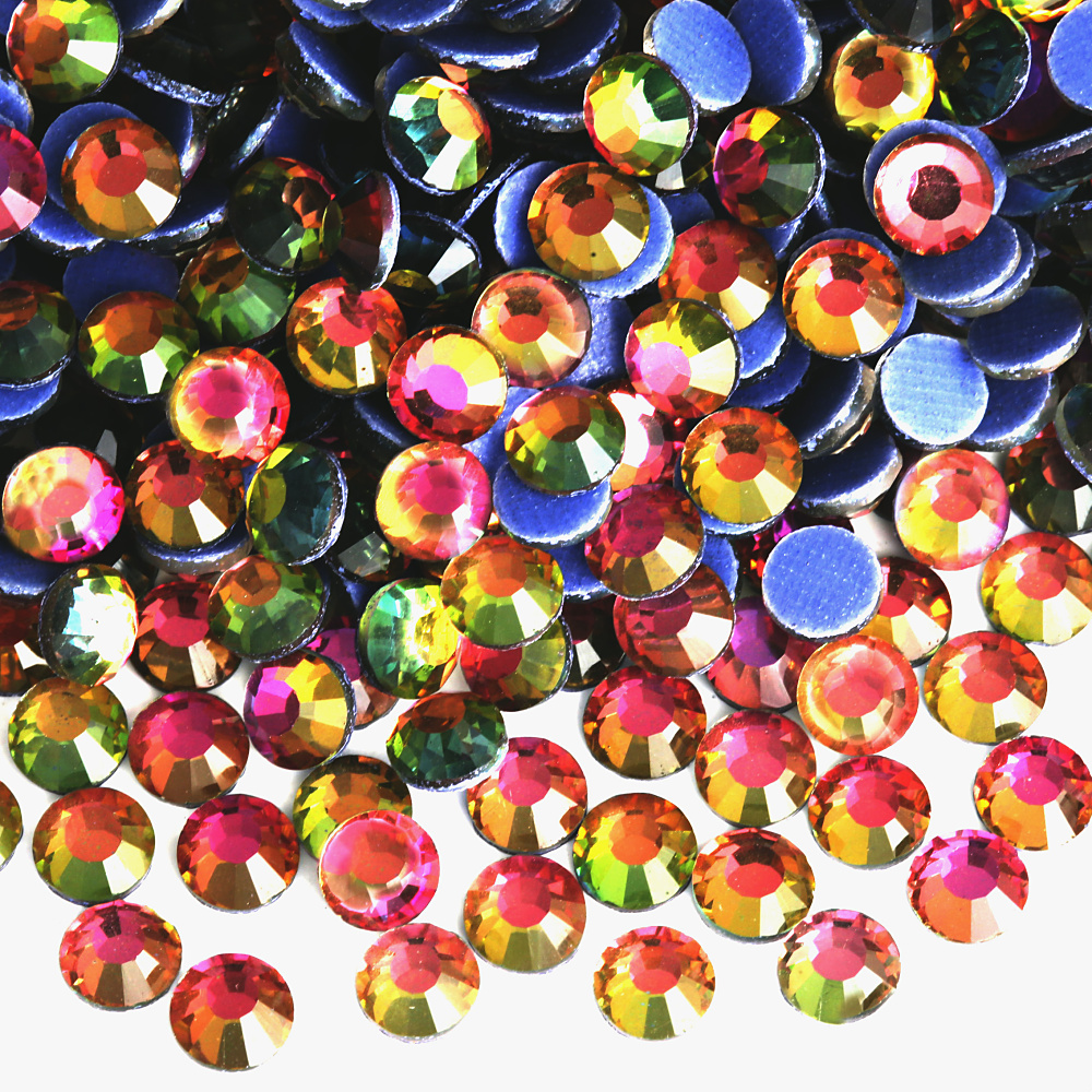 TEMU Strass in vetro multicolore Hotfix, perline di vetro con retro piatto, idee creative per , abiti da ballo e creazioni