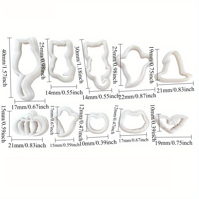 Image of Halloween Series 10pcs Set//bat/pumpkin/clay Cutter Molds For Polymer Clay Cutting Machine Earring Jewelry Making