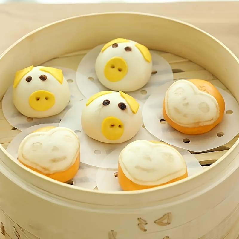 500pcs food grade disposable steamer liners 2 95 inch round parchment paper for steaming buns dumplings baking heat resistant up to 392 f non stick kitchen essentials dumpling preparation perforated design nonscratch surface Product details 3